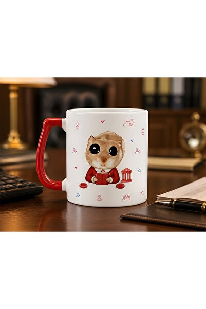 Kırtasiye Ofisi Sad Üzgün Hamster Bankacı Baskılı Kırmızı Kulplu Prime Kupa