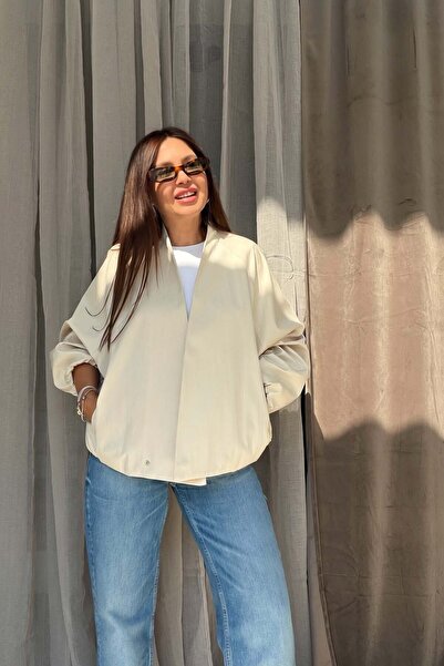 ELVAN TOLON Double-Breasted Raglan Jacket Ekru
