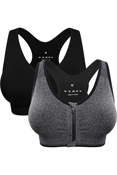 GENERAL Sports Bras for Women Front Zipper Post Surgery Bra Wire Free Metal F...