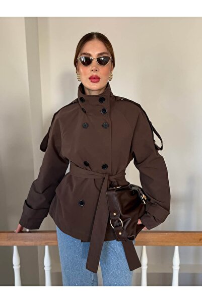 YK FASHION Dik Yaka Düğmeli Trençkot