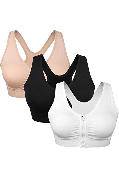 GENERAL Sports Bras for Women Front Zipper Post Surgery Bra Wire Free Metal F...