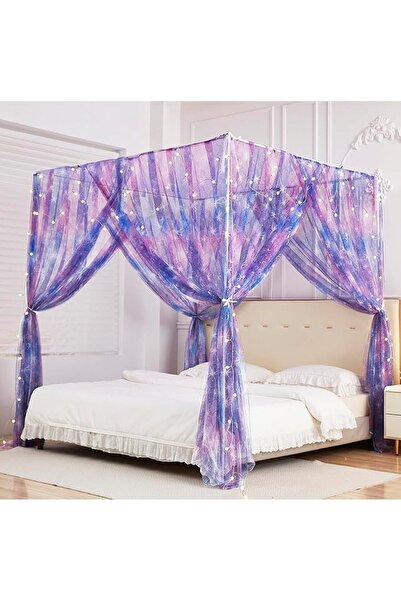mengersi Princess Curtain with Canopy for Bed with Mosquito Net in Four Corne...