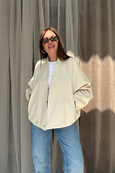 ELVAN TOLON Double-Breasted Raglan Jacket Ekru