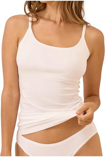 Pact Women's Organic Cotton Thin Strap Backless Tank Top with Built-In Bra
