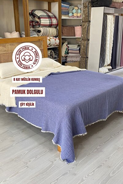 sutra %100 Pamuk 8 Kat Müslin Kumaş + Pamuk Dolgulu Çift Kişilik Yorgan Yatak...
