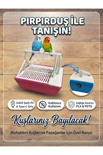 10Tech Pırpırduş – Bataryalı Kuş Banyosu & Mini Şelale Gold Beyaz