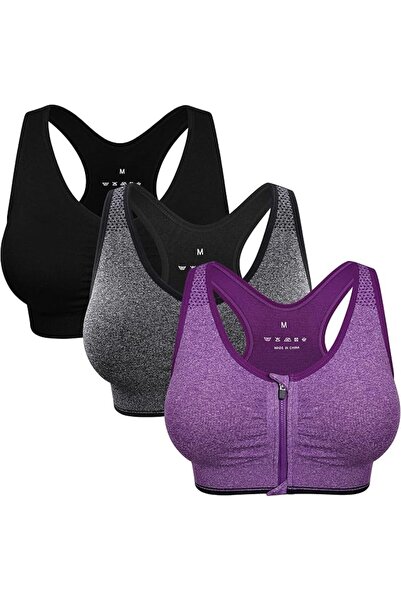 GENERAL Sports Bras for Women Front Zipper Post Surgery Bra Wire Free Metal F...