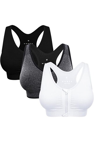 GENERAL Sports Bras for Women Front Zipper Post Surgery Bra Wire Free Metal F...