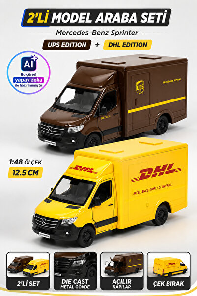 YILDIRIM OYUNCAK Die Cast Mercedes-Benz Sprinter Kargo Arabası 2'li Set 12,5c...