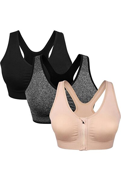 GENERAL Sports Bras for Women Front Zipper Post Surgery Bra Wire Free Metal F...