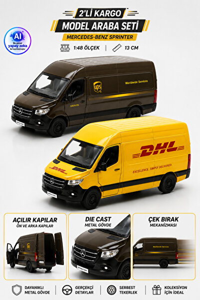 YILDIRIM OYUNCAK Die Cast Mercedes-Benz Sprinter Kargo Arabası 2'li Set 13cm ...