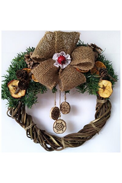 Handmade Wreath decorated with elements, rustic Christmas decoration