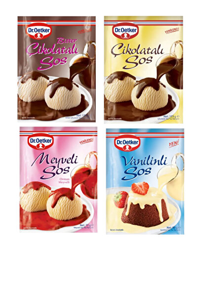 Dr. Oetker Sos Seti 4 Çeşit (Bitter Çikolatalı - Çikolatalı - Meyveli - Vanil...
