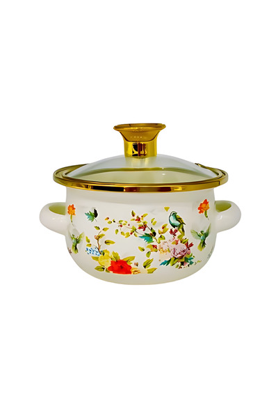 Generic قدر بادية غضار مشجر غطاء زجاج - موديل 312648 - قطر16سم*ارتفاع7سم