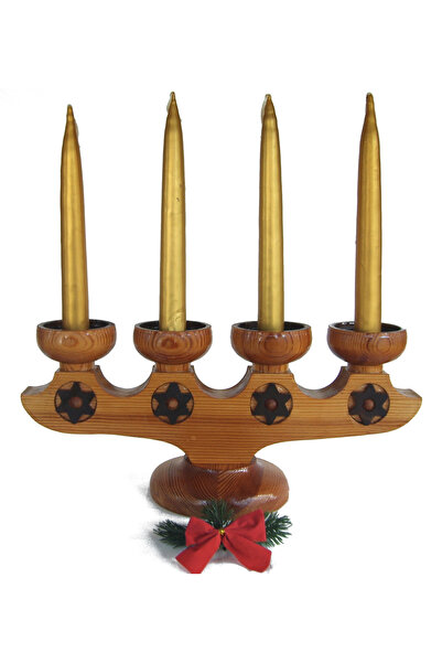 Handmade Solid Wood Candle Holder for 4 Candles – Rustic Design, Lacquered Fi...