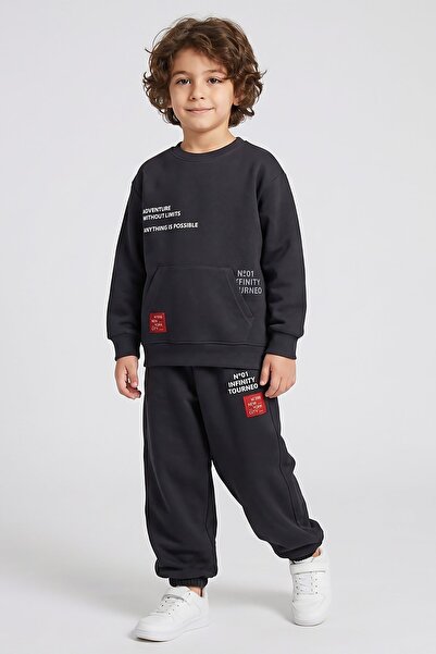 Dmb Boys' Printed Sweatshirt and Jogger Pants Tracksuit Set