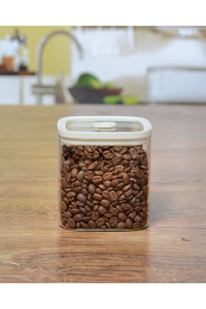 Butik Saat Cream-Colored Glass Jar — Striped Body, 700 ml