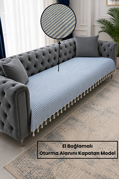 Gizo Home Sofa Covers - Blue - Striped