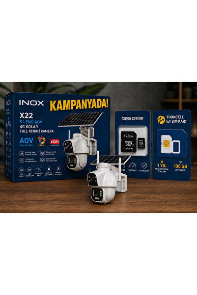 wison INOX X22 5 Lens AOV 4G Solar Full Renkli Kamera | 128GB SD Kart + Turkc...