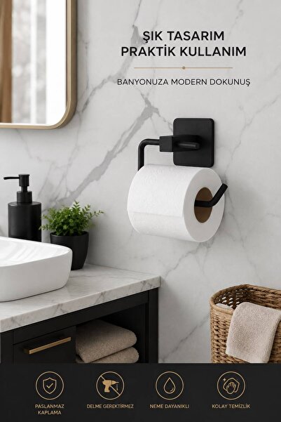 RİYA HOME EV & DEKORASYON Paslanmaz Yapışkanlı Tuvalet Kağıtlık, Wc Kağıtlık ...