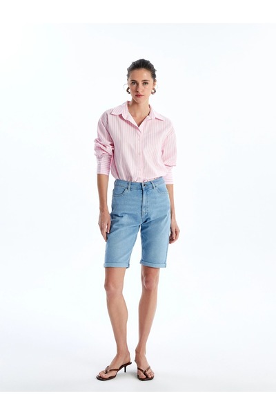 LC Waikiki شورت جينز نسائي من LCW Jeans بلون إنديجو برمودا فيت