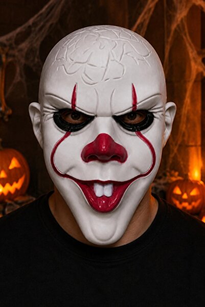 Patladı Gitti Beyaz Korku Palyaço Maskesi – Halloween Cadılar Bayramı Tam Yüz...