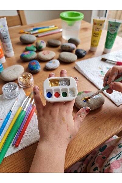 No19 Atölye Parmak Boya Paleti, 5 Bölmeli, Yüzük Parmak, Boya Paleti - Nail Art, Taş Boyama ve Hobi Sanat Paleti (3'lü Set)