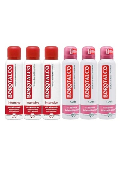Borotalco Set 6 x Pachet Variat, 3 x Deodorant Antiperspirant 150ml 72h Inten...