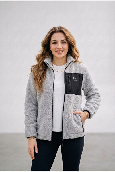 ELAFRO Women's Gray Comfortable Thick Plush Welsoft Fleece Jacket with Full Z...