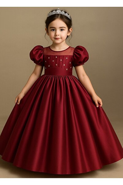 mikeonscosmetics Girl's Fancy Fluffy Evening Dress with Crown Accessory, Ston...