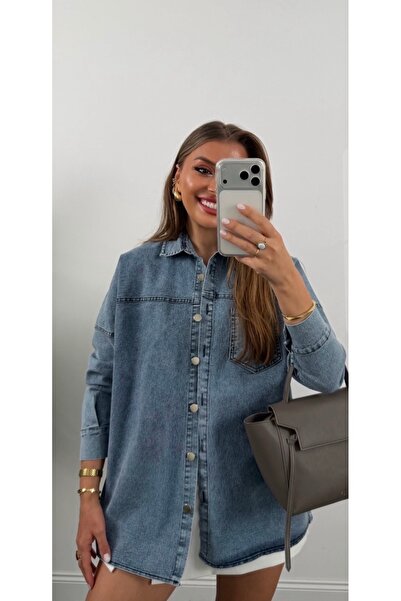 yasse Kadın Oversize Kot Gömlek