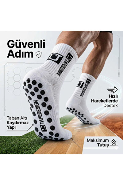 Çorap Giyim Kaydırmaz Futbol Basketbol Tenis Erkek Spor Çorap, Beyaz, Kaymaz ...