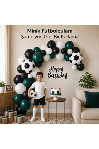Genel Markalar Futbol Temalı Taraftar Doğum Günü Balon Süsleme Seti Futbol To...