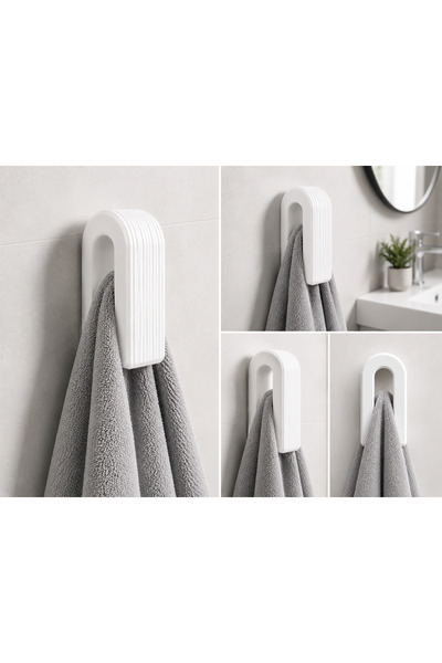Banyo ve Mutfak Pratik Havlu Askılığı Yapışkanlı İz Bırakmaz 2 Adet (Boncuklu Tutuş)