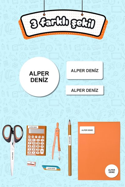 Sticker Ekspres Okul Etiketi Beyaz Sade Model Kalem Defter Etiketi Özel İsim Yazılabilen Etiket 245 Adet İsim Etiketi