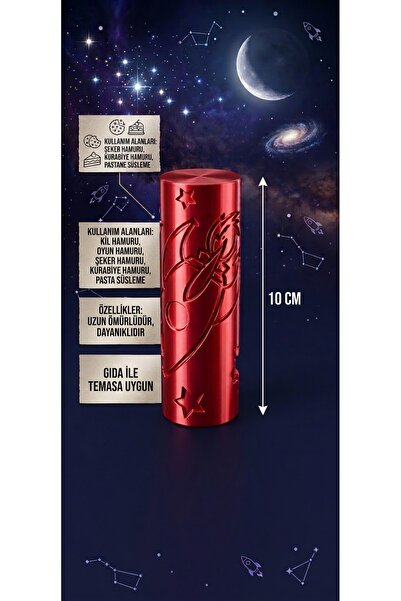 SELTA3D Roket ve Yıldız Desenli Doku Rulosu Merdane -Roket soku rulosu Hobi K...