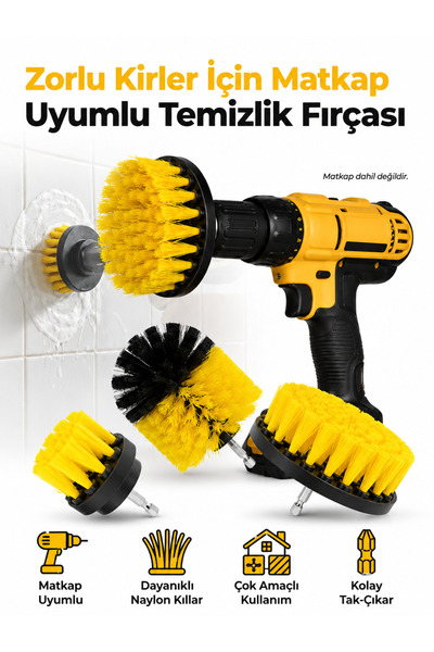 Jant Temizleme Fırçası 3'lü Matkap Ucu Set