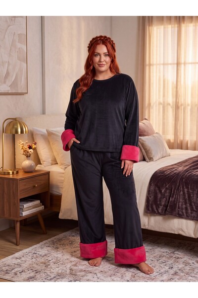 Lohusa Homewear Plus Size Pajama Sets - Black - Long