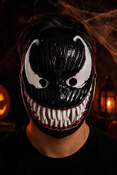 Patladı Gitti Siyah Uzaylı Canavar Maskesi – Halloween Cadılar Bayramı Tam Yü...