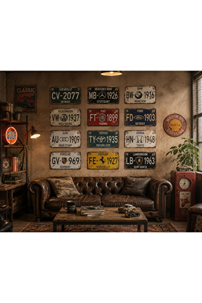 Genel Markalar Vintage Retro Dekoratif Metal Plaka 15x30