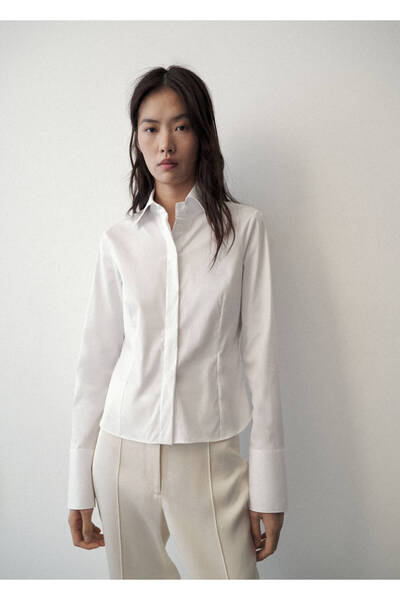 MANGO Woman Crop poplin gömlek