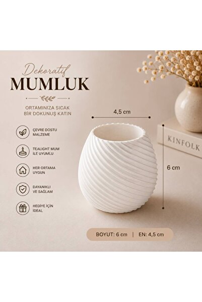 Tealight Mumluk Masaüstü Aydınlatma - 1 adet - 4,5 x6 cm