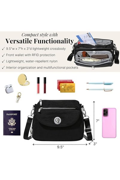 Baggallini Caleche Crossbody Bag for Women, 25X18Cm, Lightweight and Waterproof with Rfid Protection