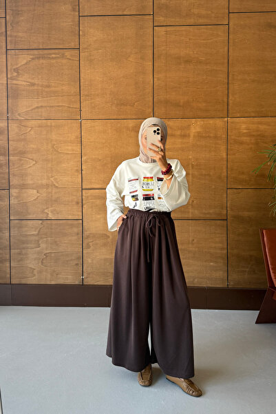 ensade Trousers - Brown - Wide leg