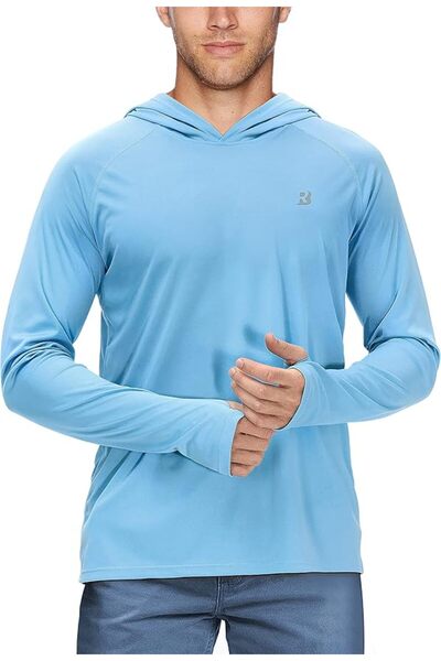 GENERAL Rodbox Men's Uv Sun Protection Long Sleeve Hooded T-Shirts Sun Protec...