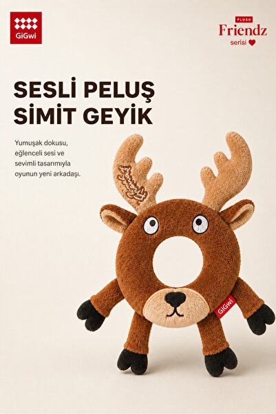 Gigwi Plush Friendz Serisi Sesli Simit Geyik Peluş Köpek Oyuncağı - Küçük Irk...