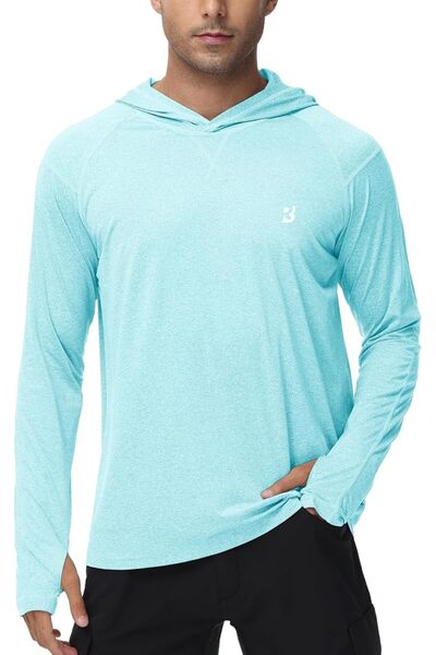 GENERAL Rodbox Men's Uv Sun Protection Long Sleeve Hooded T-Shirts Sun Protec...