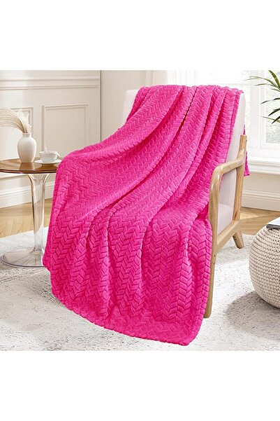 GENERAL Exclusivo Mezcla Large Flannel Fleece Blanket with Leaf Pattern in So...