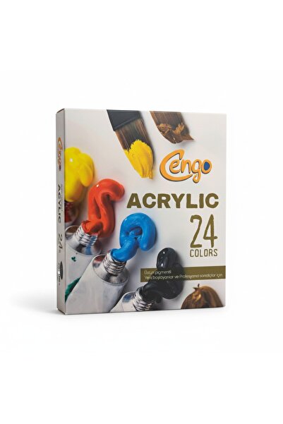Cengo Profesyonel Akrilik Boya Seti – 24 Renk 12 ml Tüplü, Yoğun Pigmentli Re...