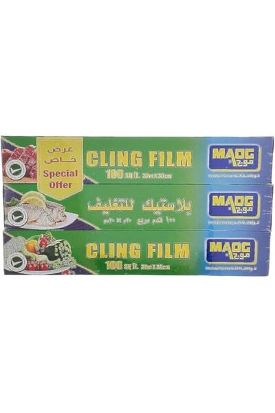 Maog بلاستيك للتغليف من موج، 3 لفات، 30 م×30 سم، لون شفاف